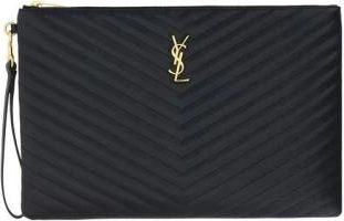 Saint Laurent Clutches, female, Black, Size: ONE SIZE Monogram Pouch