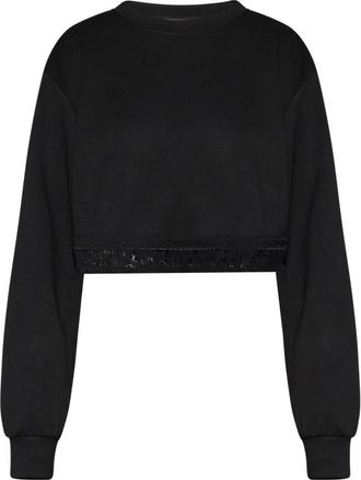John Richmond Cropped Sweatshirt met Contrastdetail - Dames - Sweatshirts - Zwart - S - Hoodies & sweatvesten