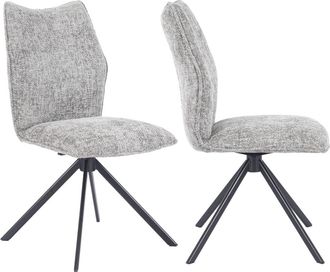 Home Heavenly Pack de 2 sillas giratorias en tela gris patas negras 93 x 63 x 48 cm