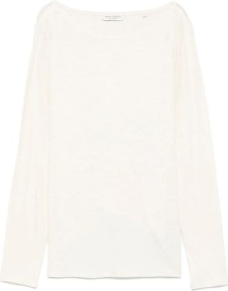 Marc O'Polo boat-neck long-sleeve top - women - Organic Cotton - M - Neutrals
