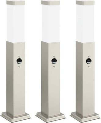 vidaXL Bollard Lights with Sensor 3 pcs 50 cm Stainless Steel IP44 vidaXL