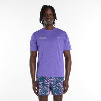 New Balance Mens London Edition RC Essential T-Shirt in Purple Polyester, size X-Large