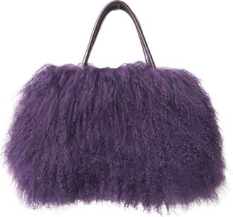 Generic Womens Plush Bags Winter Fur Handbag Women Casual Long Hair Shoulder Bag Genuine Tote Bags Femme(Plum)