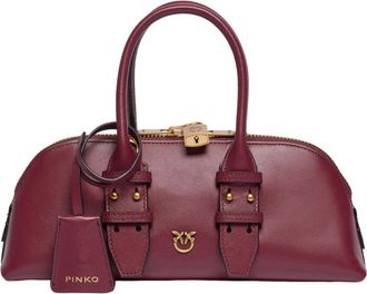 Pinko Pinko, Tassen, Dames, Rood, ONE Size, Leer, Bowlingtas Horizontaal Mini