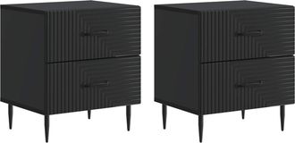 vidaXL Armario De Noche 2 Uds. Negro 43 X 34,5 X 47,5 Cm Vidaxl