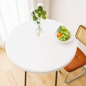No Brand Mantel Redondo Impermeable Para Mesas Auxiliares De Exterior - Mantel De Vinilo Apto Para Comer En El Patio - 60 Cm - Blanco