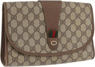 Gucci Pre-owned Leren Clutch - Dames - Vintage Clutch - Bruin - ONE Size - Leer - Vintage