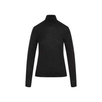 Saint Laurent Womens Black Turtleneck Wool Pullover, Size Medium