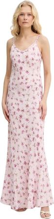 Twinset Lange jurk met dunne bandjes en bloemenprint - Dames - Maxi kleedjes - Roze - S - Kleedjes