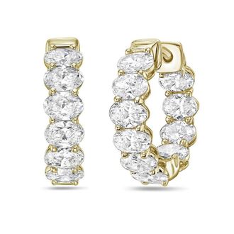 Diana M. Jewels 14kt yellow gold lab grown oval cut huggie earrings weighing 2.22 cts tw,n0.50 inches