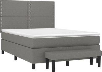 vidaXL Vidaxl - Cama Box Spring Con Colch&oacute;n Tela Gris Oscuro 140x200 Cm