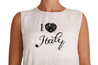 Dolce & Gabbana Womens White Silk I Love Italy Cami T-Shirt