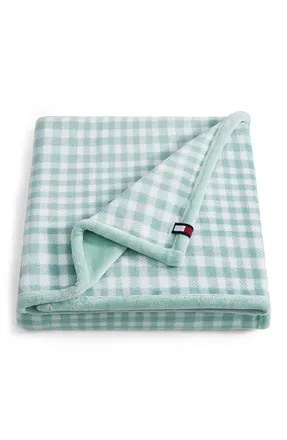 Tommy Hilfiger Modern Check Throw in Harbor Green/white at Nordstrom