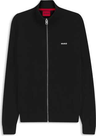 HUGO BOSS Logo-detail knit jacket in cotton