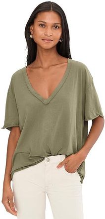 Free People Nina T-Shirts V Womens Clothing Olive Stone : LG (Womens 12-14), Cotton