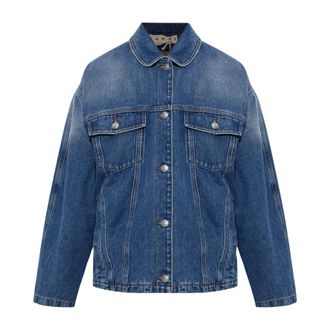 Marni Jassen, Dames, Blauw, S, Leer, Ge&iuml;soleerde Denim Jas