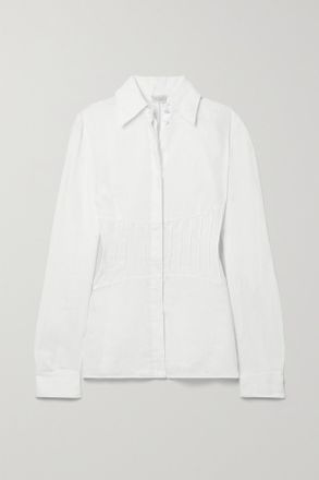 Gabriela Hearst Camicia In Lino Con Pieghe Duff - Bianco