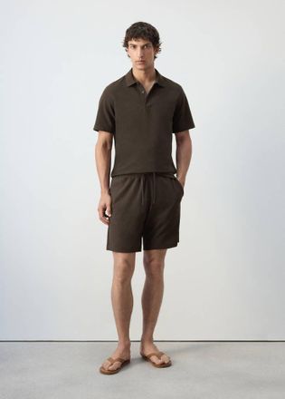 Mango Bermuda misto cotone texture coulisse marrone - Uomo - S - MANGO MAN