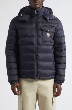 Moncler Verith Hooded Down Jacket in Midnight Blue at Nordstrom, Size 1