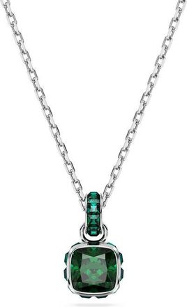 Swarovski Square Cut Birthstone Crystal Pendant Necklace in Green/May at Nordstrom