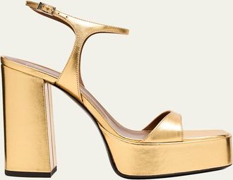 Giuseppe Zanotti Metallic Leather Block-Heel Platform Sandals