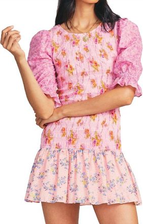 LoveShackFancy Floral Lupa Mini Dress In Pink