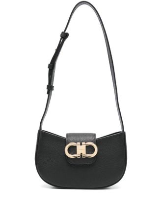 Ferragamo Black Double Gancini Mini Shoulder Bag