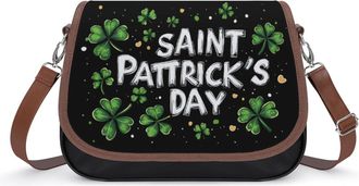 Generic St Shamrock Patricks Day Crossbody Bag Womens Handbag PU Message Bags Shoulder Purse with Adjustable Strap