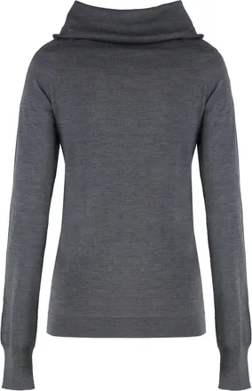 Stella McCartney Womens Turtleneck Sweater Dark Grey Melange Virgin Wool