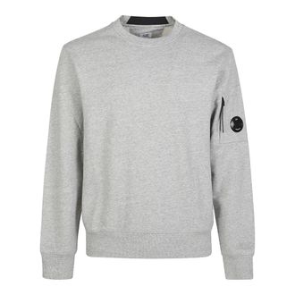 C.P. Company Sweatshirts, male, Gray, Size: 2XL Diagonal Raised Fleece Crewneck Sweatshirt