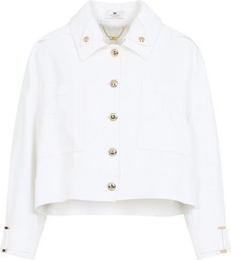 Elisabetta Franchi Ivory White Boxy Jacket-Donna