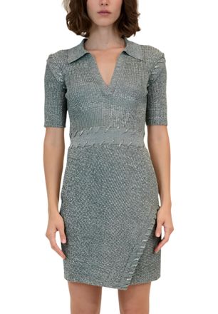 SIMKHAI Rayan Polo Mini Dress In Powder Blue Marl