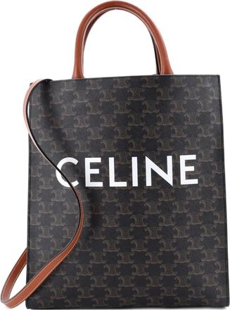 Celine Borsa tote Vertical Cabas Triomphe piccola in tela cerata - Marrone