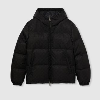 Gucci GG Nylon Canvas Down Jacket, Size 44, Black