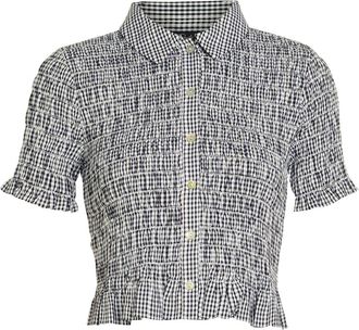 Rails Alton Smocked Gingham Cotton-poplin Shirt - Black - S (UK8-10 / S)