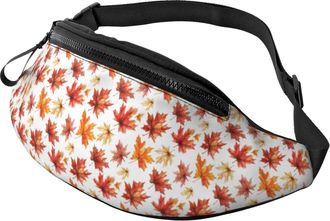 Generic Vintage Maple Leaves Print Belt Bag Waist Bag Adjustable Bumbags For Workout Cycling Travel 14X35Cm