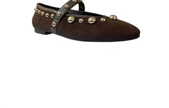 Bibi Lou Womens Studded Ballerina Flat In Marron