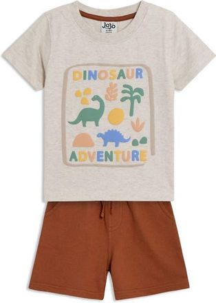 JoJo Maman Bébé Dinosaur Print Cotton T-Shirt & Shorts Set in Natural at Nordstrom, Size 3-6M