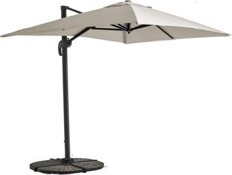 Oviala Parasol voladizo de 2x3 m y 4 placas de aluminio, blanco