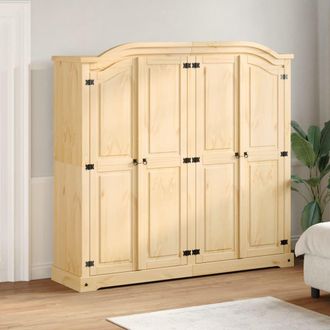 Berkfield Home Wardrobe Corona 194x52x186 cm Solid Wood Pine in Brown | Size: 194 x 52 x 186 cm