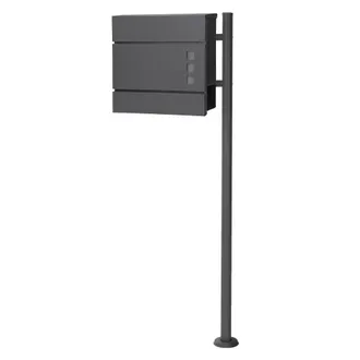 ECD Germany Buz&oacute;n de correos antracita 37x10,5x36,5cm y soporte antracita 120cm