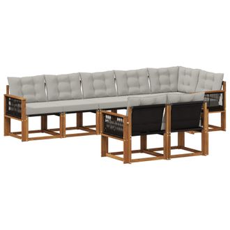 vidaXL Conjunto De Sof&aacute;s De Exterior 8 Pcs Natural Y Gris Claro Vidaxl