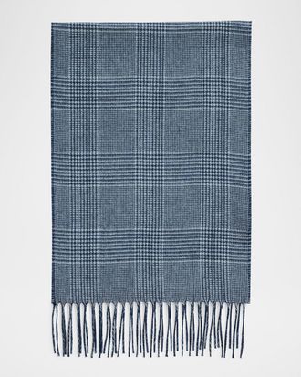 PIACENZA 1733 Men & apos;s Dallas Cashmere and Silk Solid To Houndstooth Scarf