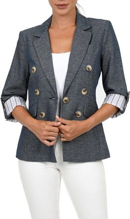 Love Token Robin Linen Blend Blazer In Denim
