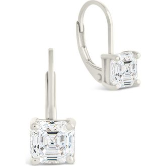 Sterling Forever Princess Cut Cubic Zirconia Lever-Back Earrings in Silver at Nordstrom