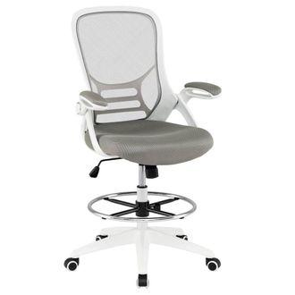 Costway Costway Ergonomic Mesh Office Chair Adjusting Swivel Drafting Chair Task Chair in White