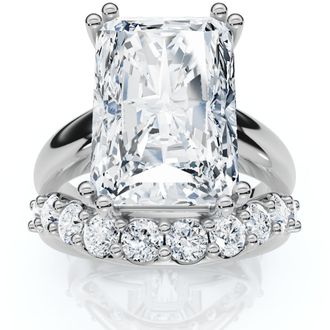 Pompeii3 Certified 8Ct Radiant Cut Diamond Engagement Ring Set 14k Gold Lab Grown