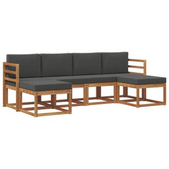 vidaXL Conjunto De Sof&aacute;s De Exterior 6 Pcs Natural Y Antracita Vidaxl