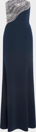 Jenny Packham Soyala Wave Beaded Strapless Gown