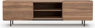 HERDASA Mueble Tv, Colecci&oacute;n Biscuit, En Melamina Con 2 Puertas Y 2 Estantes Centrales Abiertos. Nogal